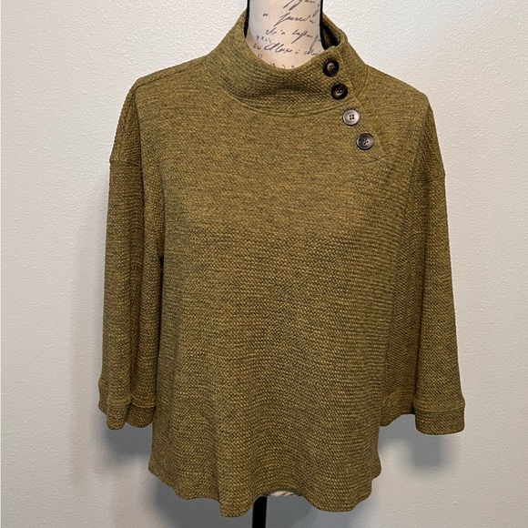 Anthropologie Eri + Ali Mock Neck Knit Textured High Low Sweater Size M - Picture 1 of 11